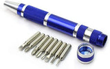 TC Sportline KU-20005 8-in-1 Precision Pocket Screwdriver Set, Phillips & Slotted, Multipurpose Aluminum Handle Pen Tool Kit