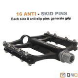 OMC MTB Extruded Aluminum Alloy Lightweight Pedals Mountain Bike Pedals 3 Bearing Non-Slip Bicycle Platform Pedals for BMX MTB 9/16"
