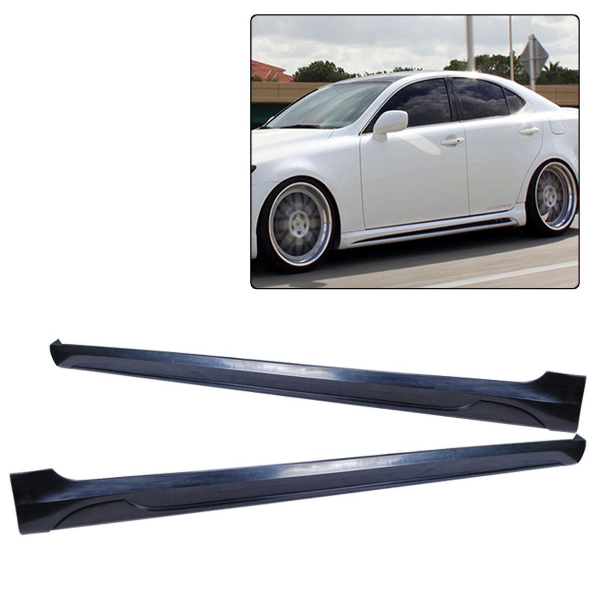 FOR 06-13 LEXUS IS250 IS350 TYPE IN-S PU ADD-ON SIDE SKIRTS BODY