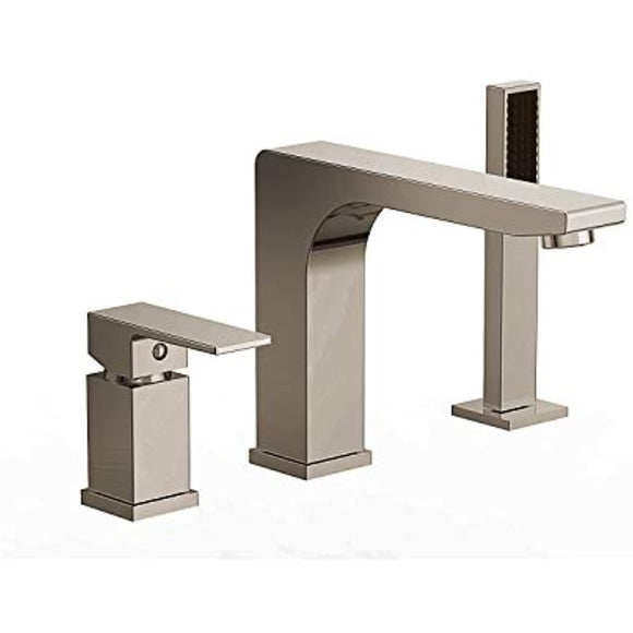 Ultra Faucets Icon Collection Roman Tub Faucet with Hand Shower, Rough-In Valve Included (Brushed Nickel)