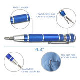 TC Sportline KU-20006 30-in-1 Precision Pocket Screwdriver Set - Phillips, Pozi, Slotted, Hex & Torx - Multipurpose Aluminum Handle Pen Tool Kit