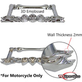 TC Sportline LPF260-C 3D Skull Flames and Bones Style Zinc Metal Chrome Finished Motorcycle License Plate Frame