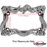 TC Sportline LPF262-C 3D Viper Snake and Bones Style Zinc Metal Chrome Finished Motorcycle License Plate Frame