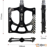 OMC MTB Mountain Bike Pedals 3 Bearing Non-Slip Lightweight Extruded Aluminum Alloy Bicycle Platform Pedals for BMX MTB 9/16"