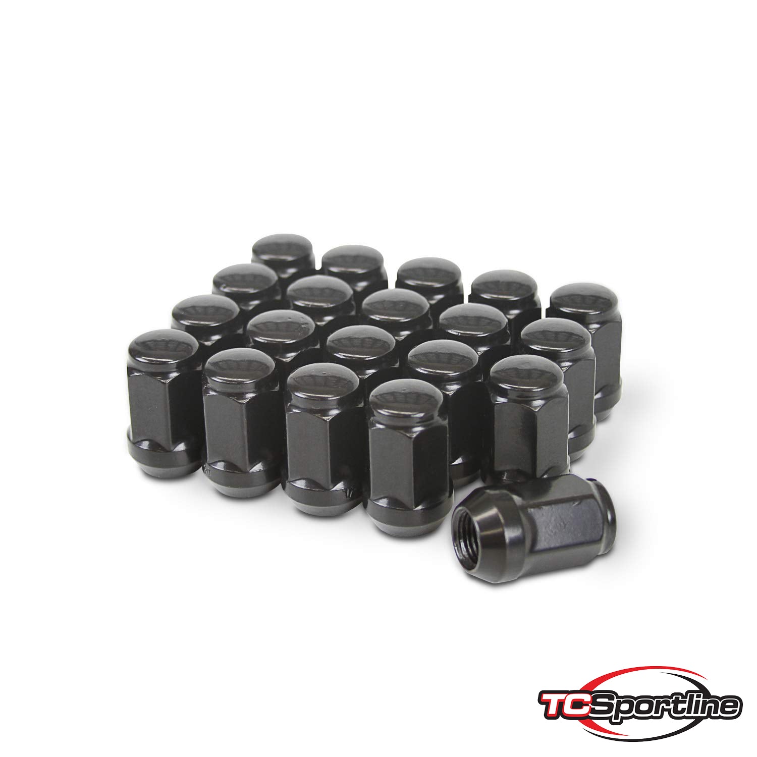 TC Sportline WH-LN12UN138BK 20 pcs Black Bulge Acorn Wheel Lug